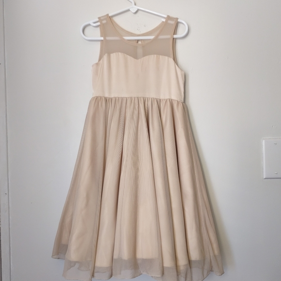 BLUSHFASHION Sweetheart Champagne girls dress, Champagne flower girl twirl dress - Picture 5 of 12